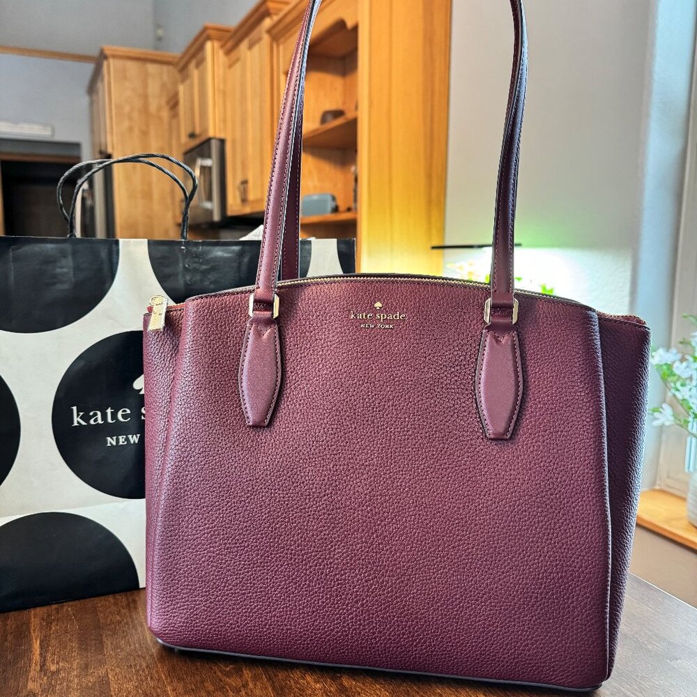 Kate Spade Monet Large Triple Compartment Tote - Dark Merlot Laptop Work School